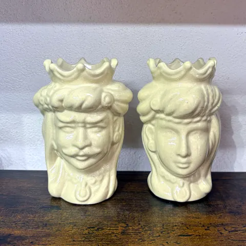 Coppia di Teste di Moro, bomboniera in ceramica di Caltagirone