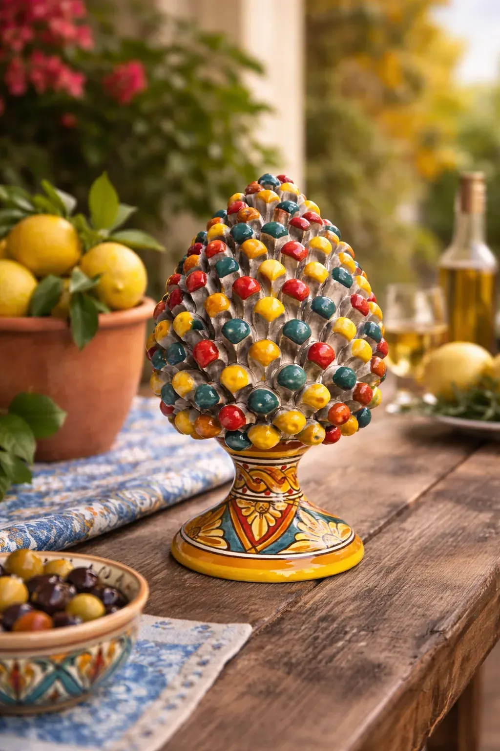 Pigna multicolor con decoro siciliano