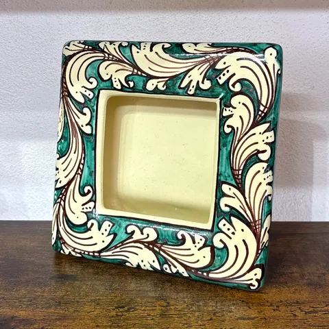 Square photo frame, ceramic bomboniera from Caltagirone